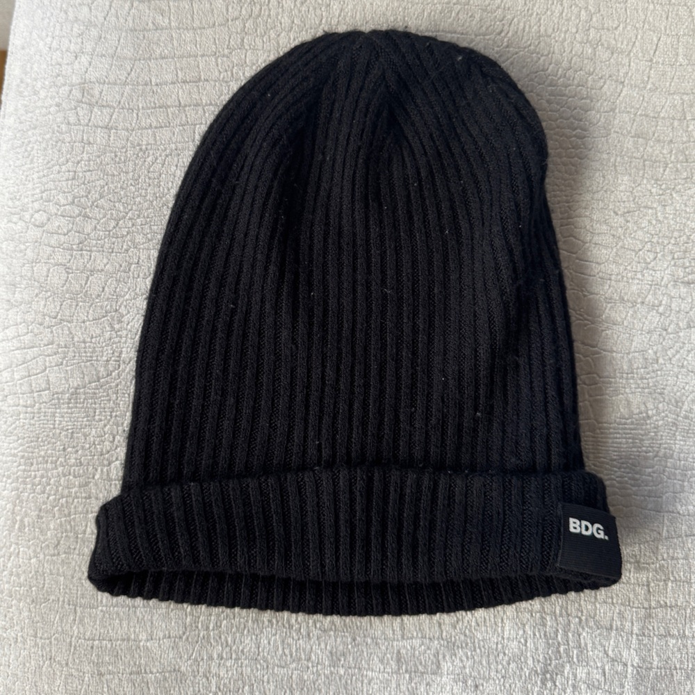 Urban Outfitters BDG Black Unisex Ribbed Knit Beanie